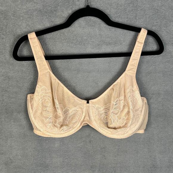 Wacoal Bra Womens 40D Beige Stark Beauty Underwire Lace Unlined Stretch 855225 - Picture 1 of 10
